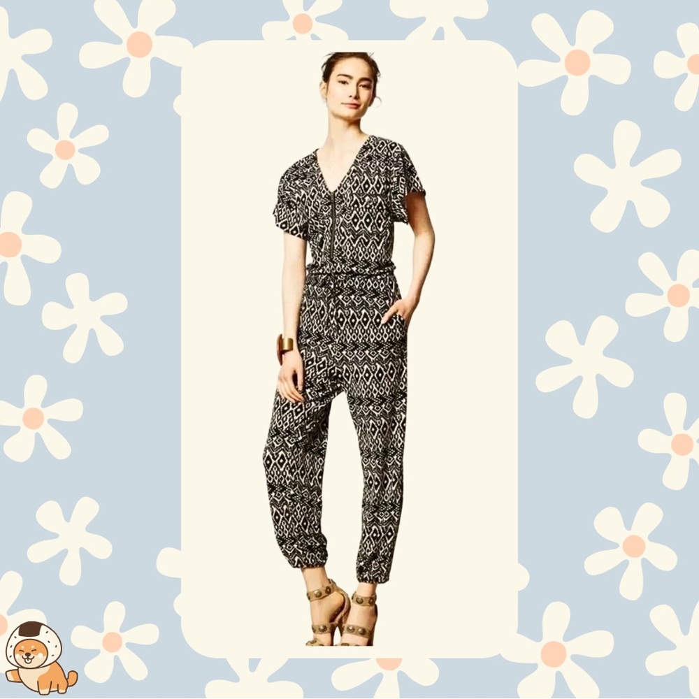 Anthropologie Corey Lynn Calter Franca Jumpsuit, Black and Taupe, Sz Sm